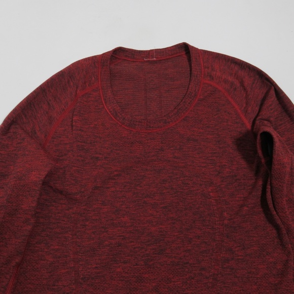 Lululemon Swiftly Tech Long Sleeve Crew Black / True Red Size 6 Silverescent - Picture 2 of 12